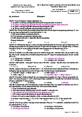 Đề kiểm tra chất lượng lớp cơ bản nâng cao Tháng 9 môn Sinh học Lớp 11 năm 2017 - Mã đề 132 - Trường THPT Bắc Kiến Xương (Có đáp án)